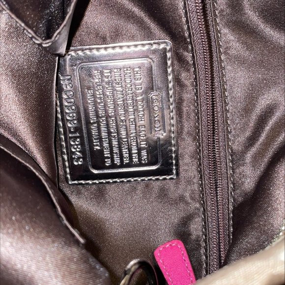 Coach Poppy Material Tote with Fuschia Trim - Picture 3 of 4